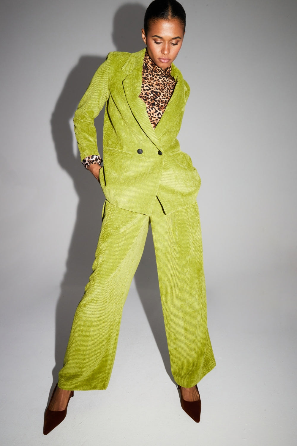 Pantalon Astrid Velours Vintage Anisé Fabriqué En Italie