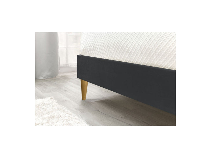 Lit Avec Lattes Massives Pieds En Bois Naturel - Velvet - Anthracite