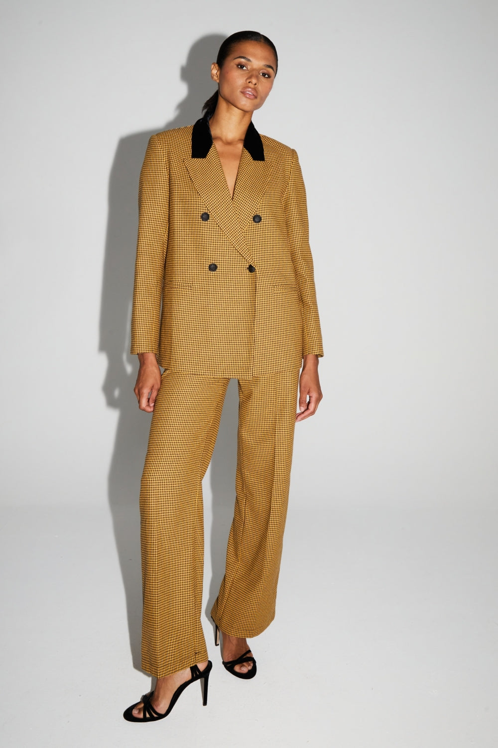 Pantalon Clark Pied De Poule Yellow Fabriqué En Italie