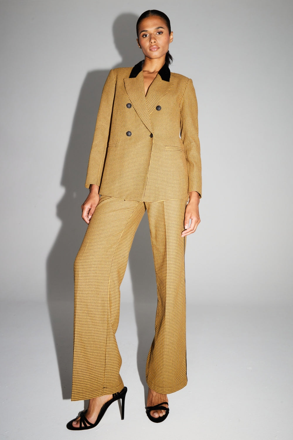 Pantalon Clark Pied De Poule Yellow Fabriqué En Italie