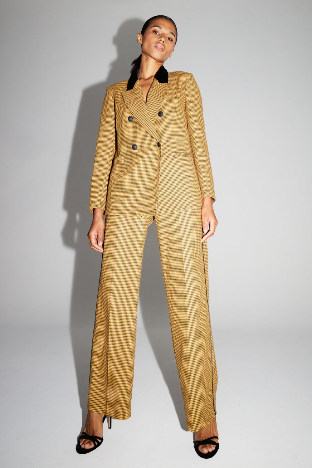 Pantalon Clark Pied De Poule Yellow Fabriqué En Italie