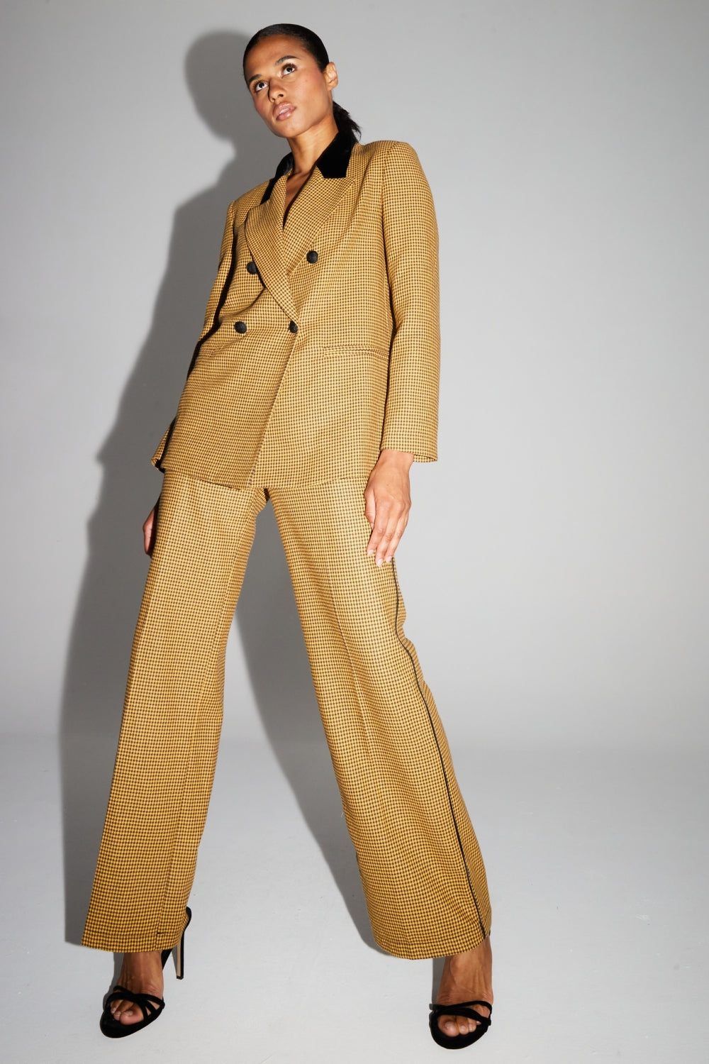 Pantalon Clark Pied De Poule Yellow Fabriqué En Italie