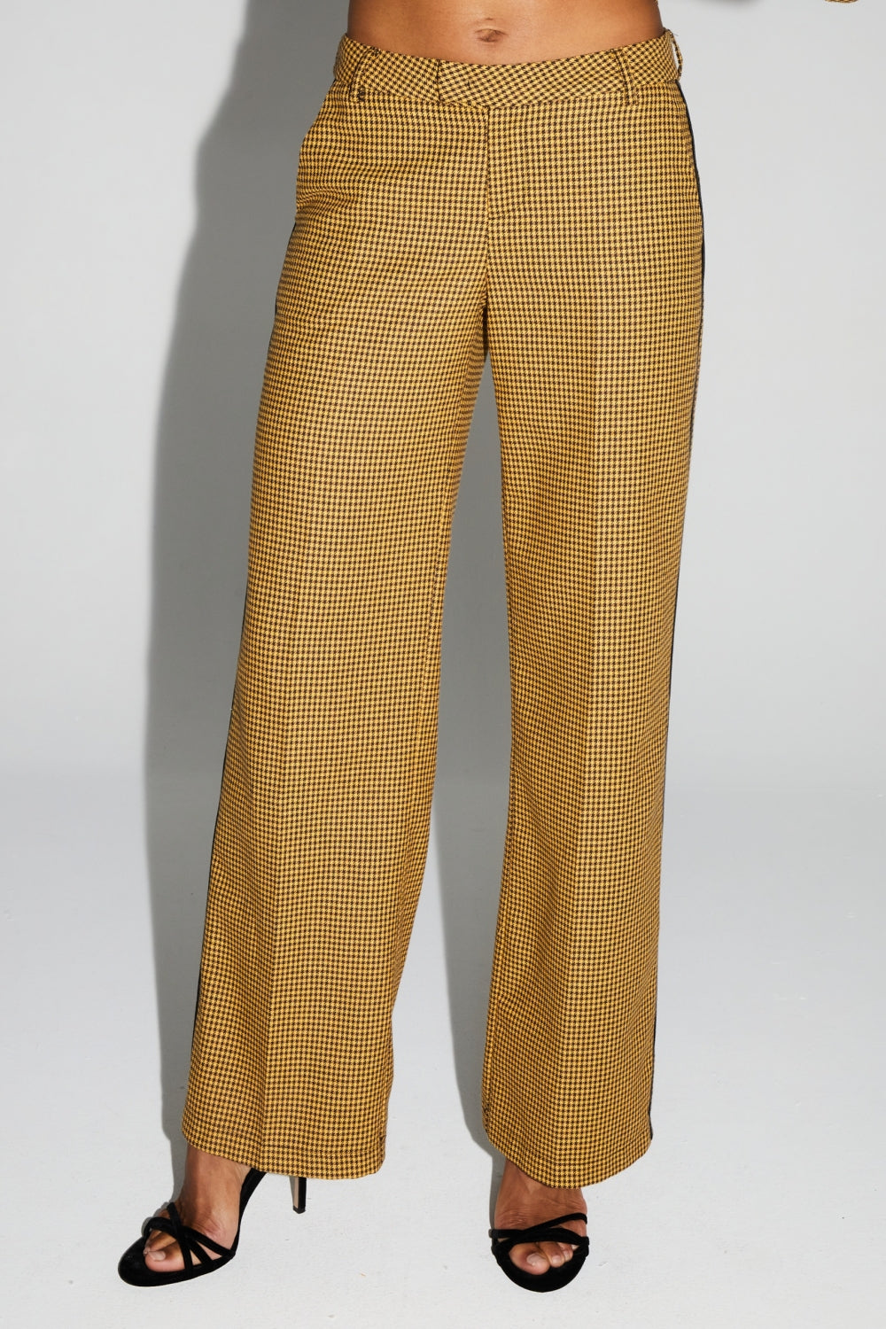Pantalon Clark Pied De Poule Yellow Fabriqué En Italie