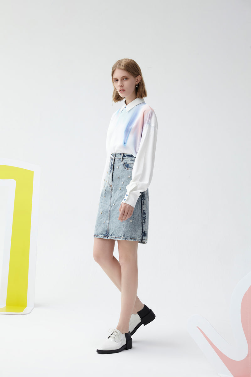 Lily - Jupe - Gris Clair Bleu