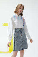 Lily - Jupe - Gris Clair Bleu