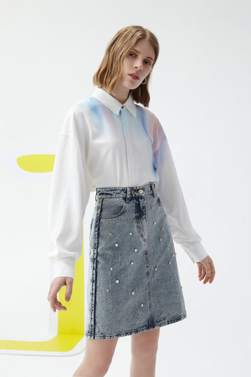 Lily - Jupe - Gris Clair Bleu