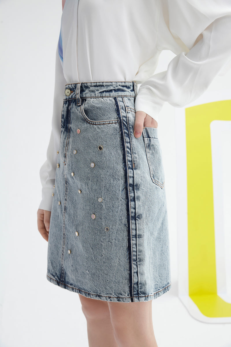 Lily - Jupe - Gris Clair Bleu