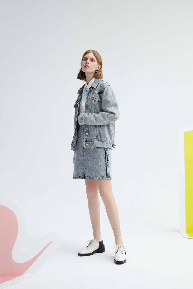 Lily - Jupe - Gris Clair Bleu