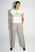 Pantalon Clark Pied De Poule Blue Fabriqué En Italie