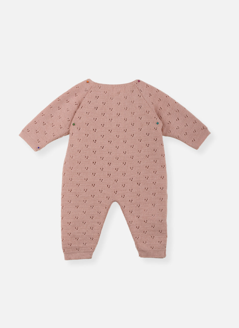 Combinaison Maille Ajourée - Rose Misty