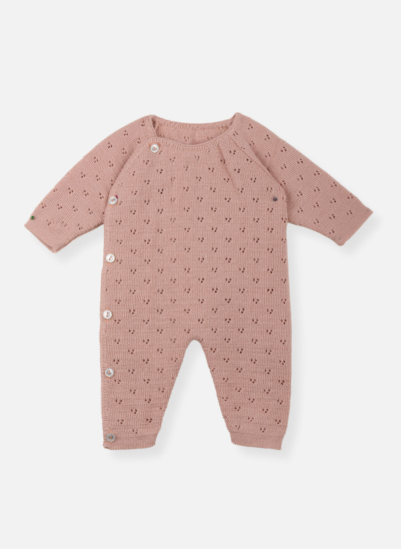 Combinaison Maille Ajourée - Rose Misty