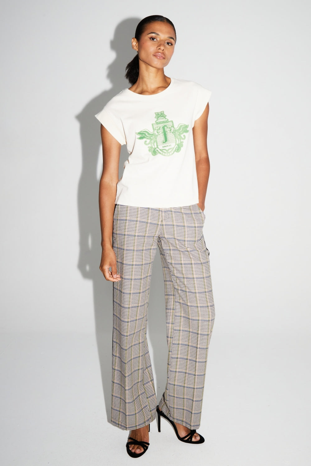 Pantalon Clark Pied De Poule Blue Fabriqué En Italie