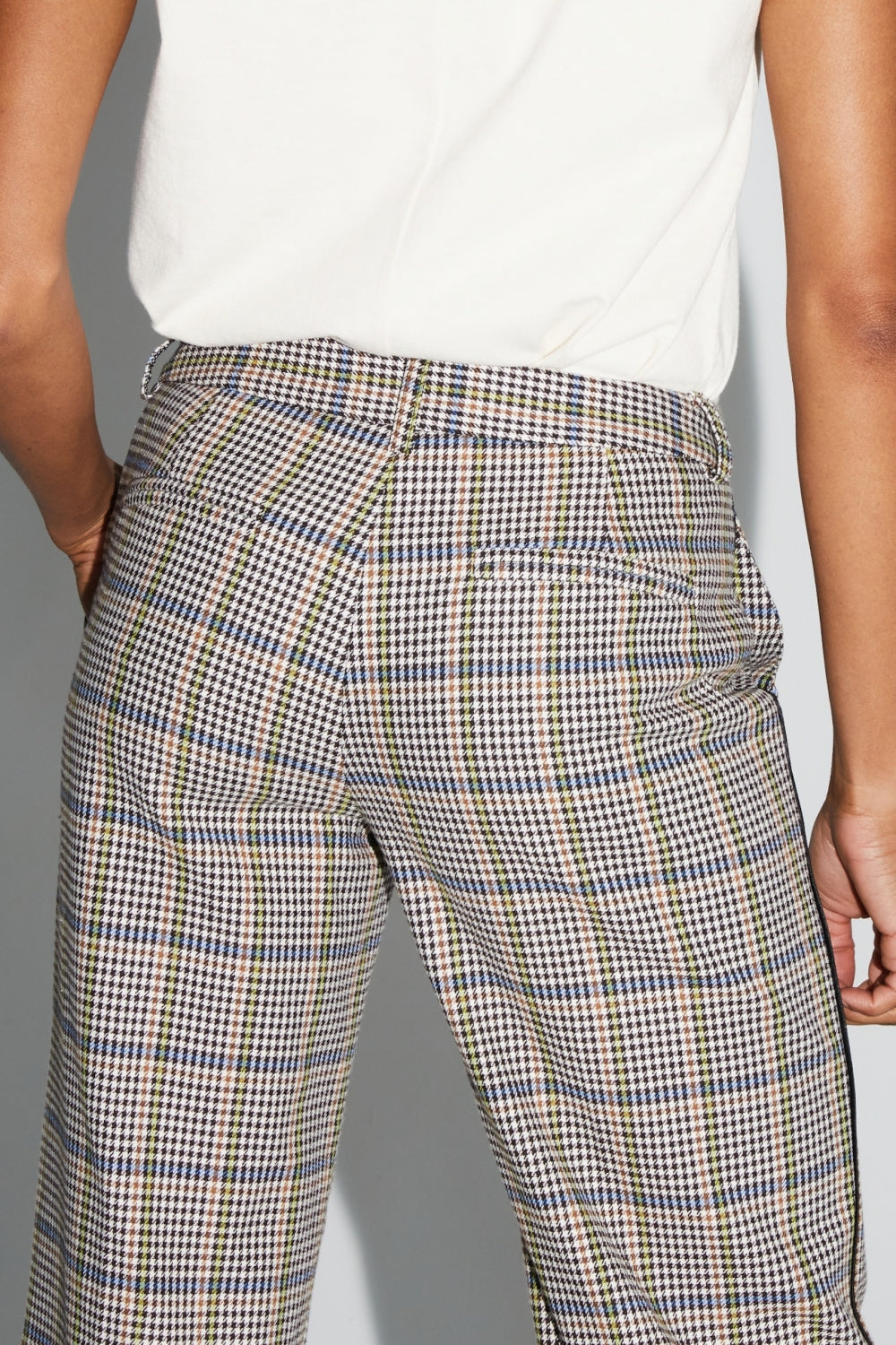 Pantalon Clark Pied De Poule Blue Fabriqué En Italie