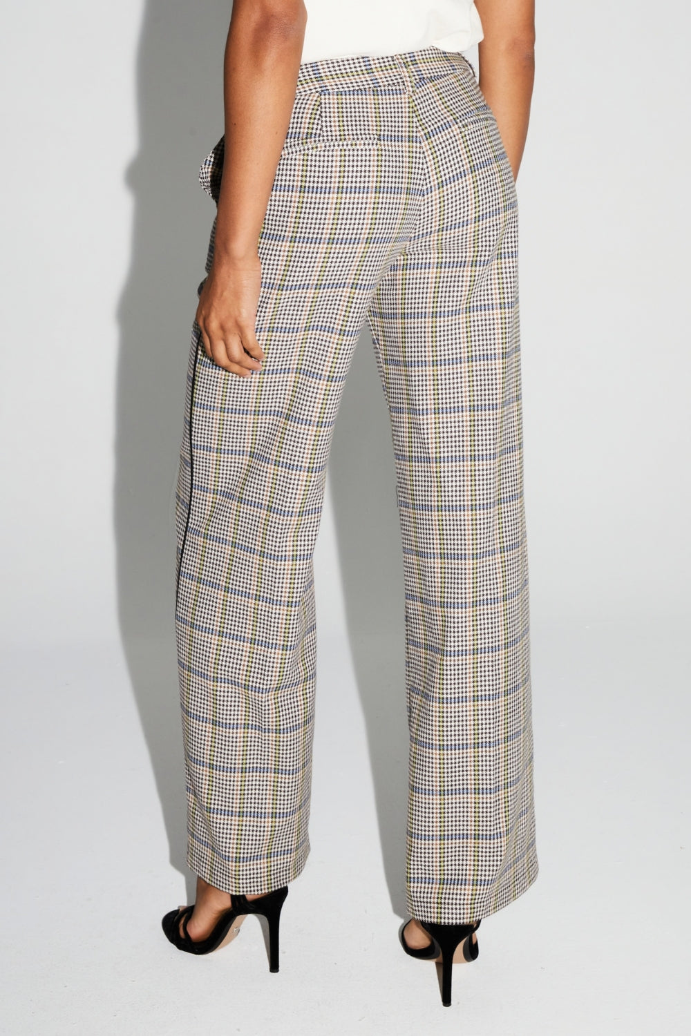 Pantalon Clark Pied De Poule Blue Fabriqué En Italie