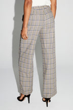 Pantalon Clark Pied De Poule Blue Fabriqué En Italie