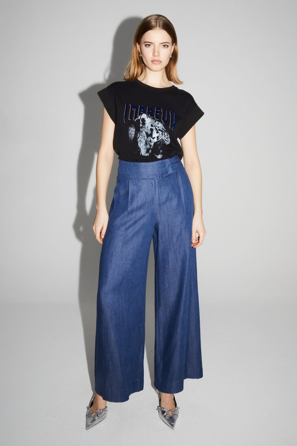 Pantalon Ada Lyocell Blue Fabriqué En Italie