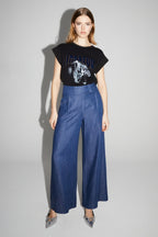 Pantalon Ada Lyocell Blue Fabriqué En Italie