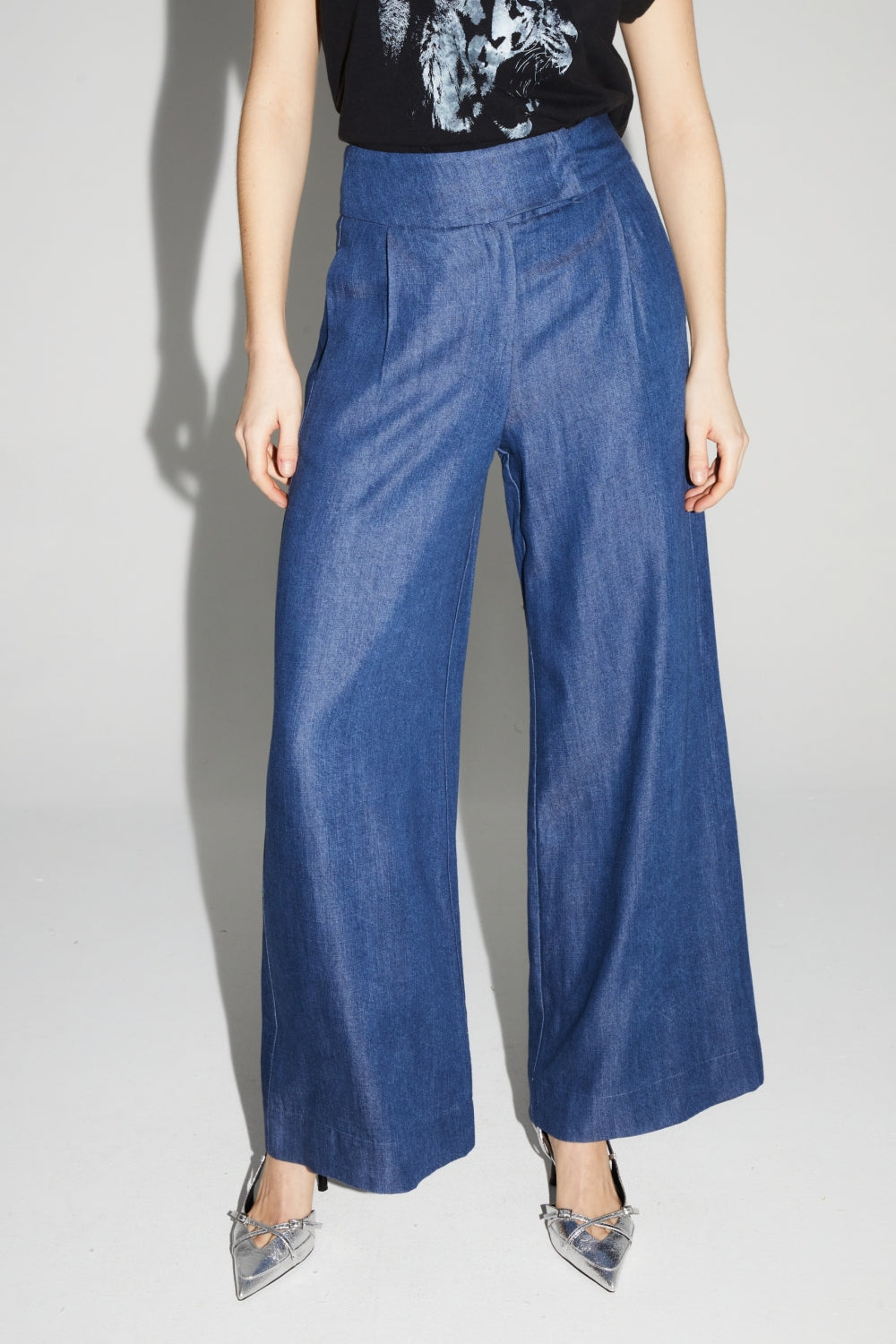 Pantalon Ada Lyocell Blue Fabriqué En Italie