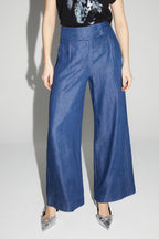 Pantalon Ada Lyocell Blue Fabriqué En Italie