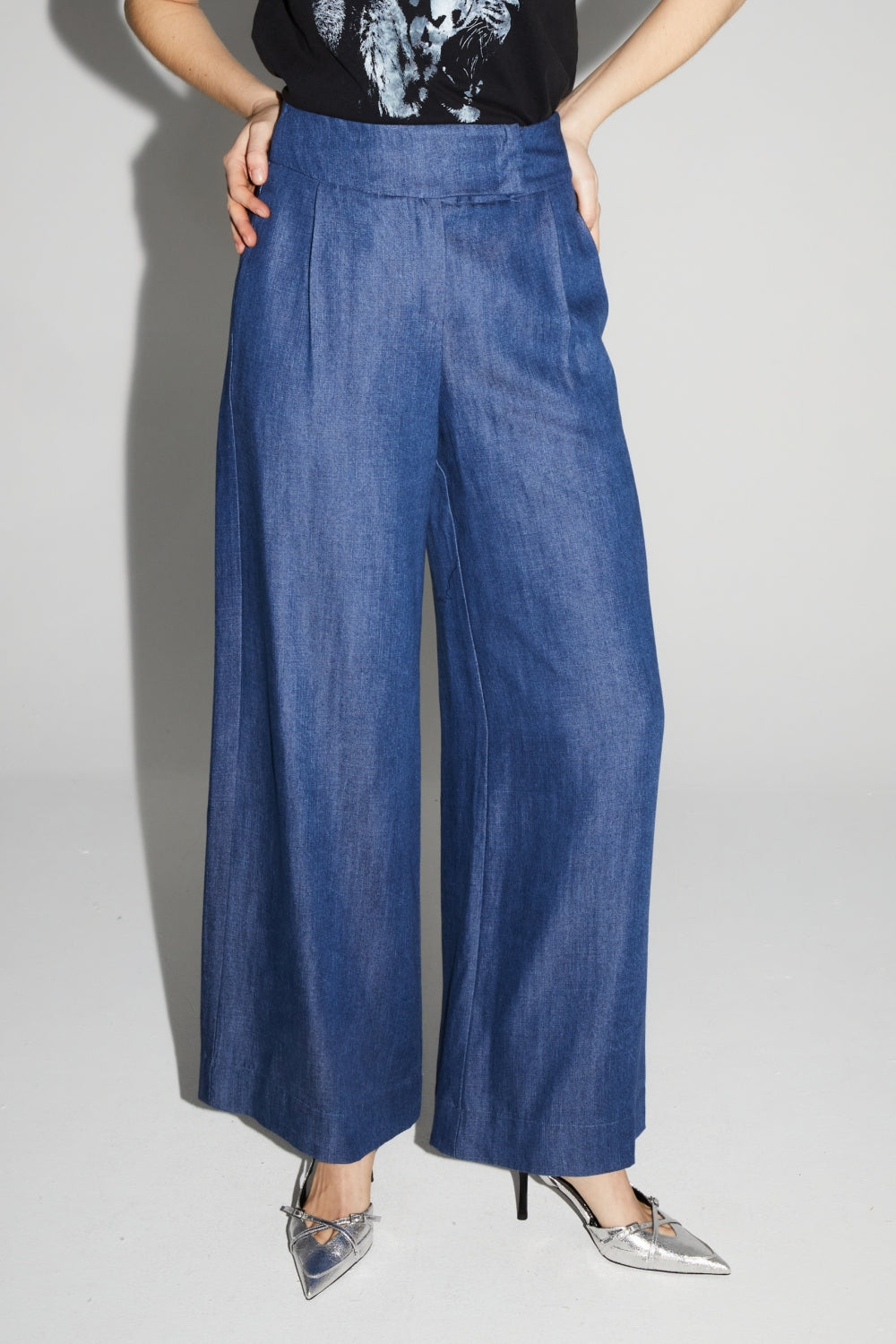 Pantalon Ada Lyocell Blue Fabriqué En Italie