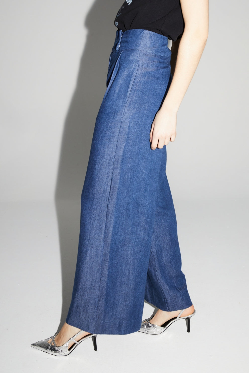 Pantalon Ada Lyocell Blue Fabriqué En Italie