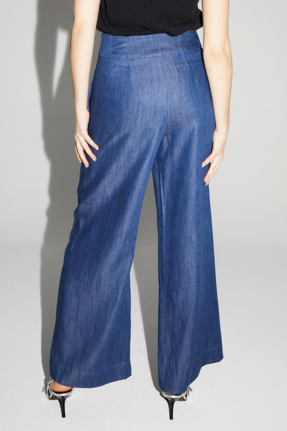 Pantalon Ada Lyocell Blue Fabriqué En Italie