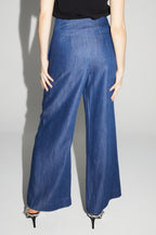 Pantalon Ada Lyocell Blue Fabriqué En Italie
