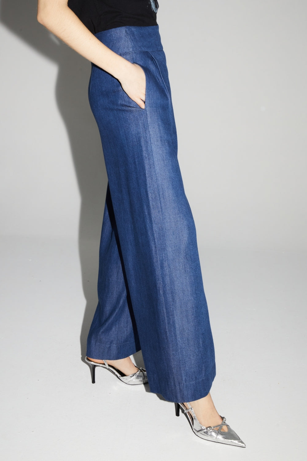 Pantalon Ada Lyocell Blue Fabriqué En Italie