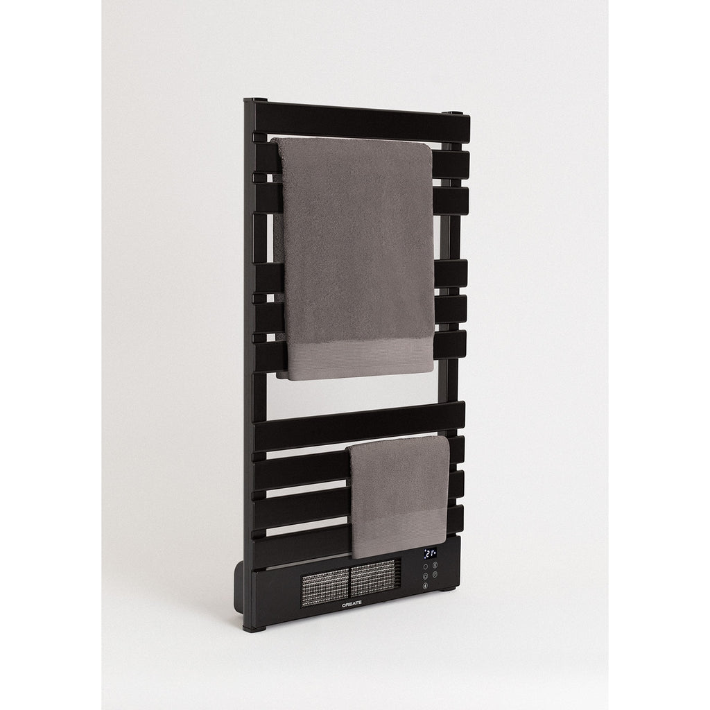 Warm Towel Pro 500/1500W - Sèche-Serviettes Électrique Avec Chauffage & Wifi Avec Étagère 3 Barres- Noir