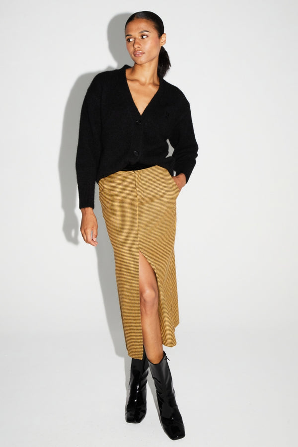 Selene Houndstooth Yellow Skirt Made In Italy