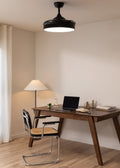 Wind Clear - Ventilateur De Plafond 40W Silencieux À Pales Rétractables Avec Éclairage Led - Noir