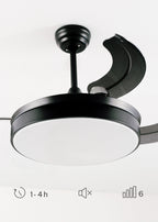 Wind Clear - Ventilateur De Plafond 40W Silencieux À Pales Rétractables Avec Éclairage Led - Noir