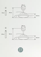 Wind Clear - Ventilateur De Plafond 40W Silencieux À Pales Rétractables Avec Éclairage Led - Noir