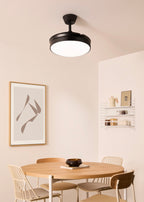 Wind Clear - Ventilateur De Plafond 40W Silencieux À Pales Rétractables Avec Éclairage Led - Noir