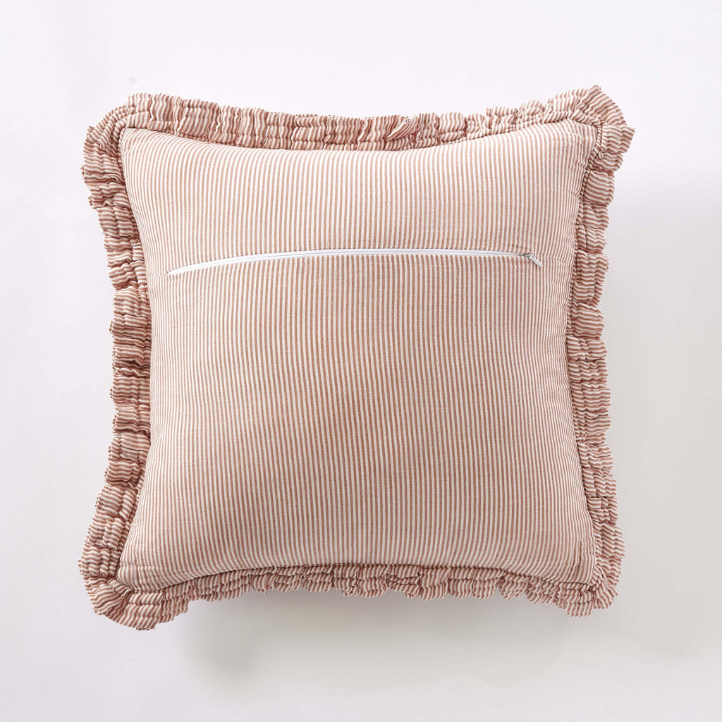 Romie - Coussin - Gaze De Coton Tissée Teinte - Abricot