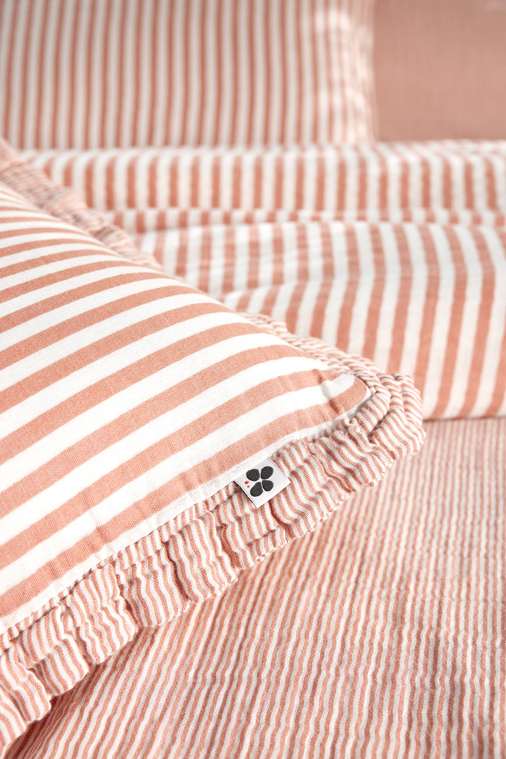 Romie - Coussin - Gaze De Coton Tissée Teinte - Abricot