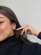 Boucles D’Oreilles Ysl Vintage - Petits Cœurs Dorés