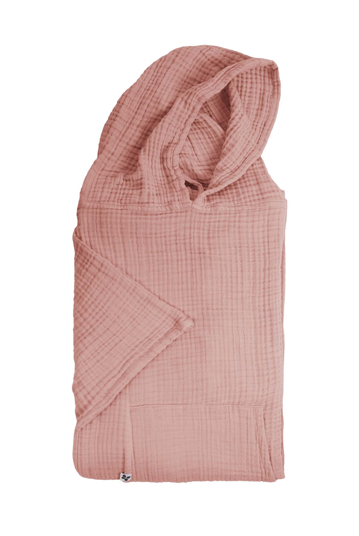 Gaia – Poncho – Unifarbener Baumwoll-Musselin – Pfirsichrosa