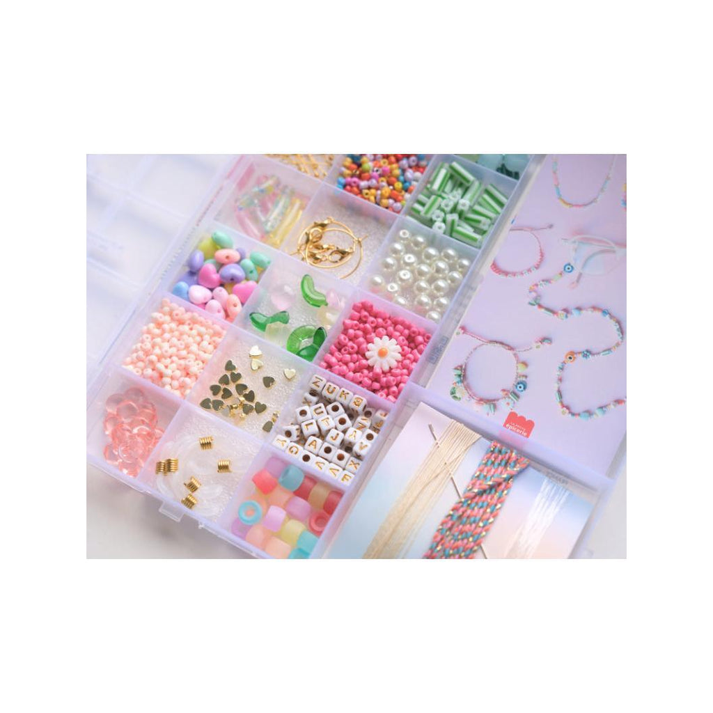 Maxi Bubble Tea Box - Cuentas con 20 compartimentos y fornituras para hacer joyas