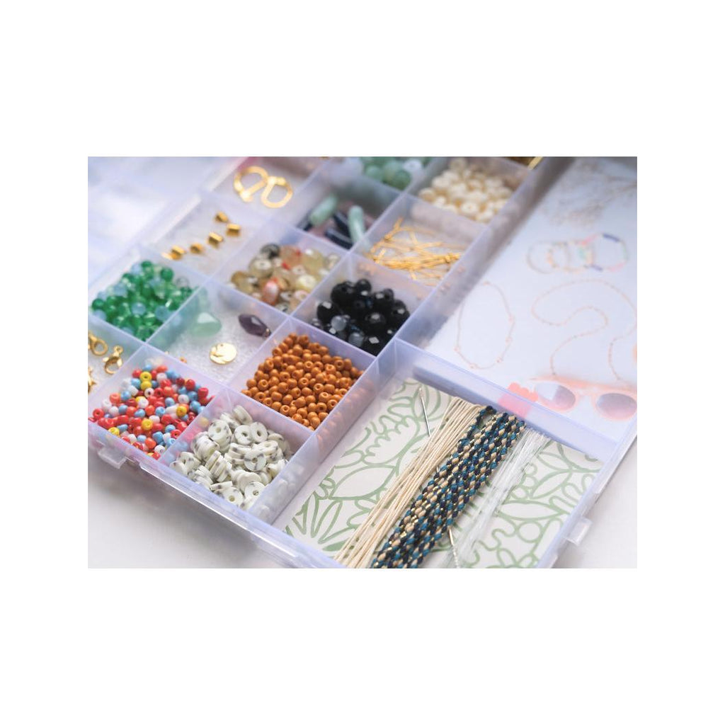 Maxi Matcha Box - Cuentas y fornituras con 20 compartimentos para la fabricación de joyas