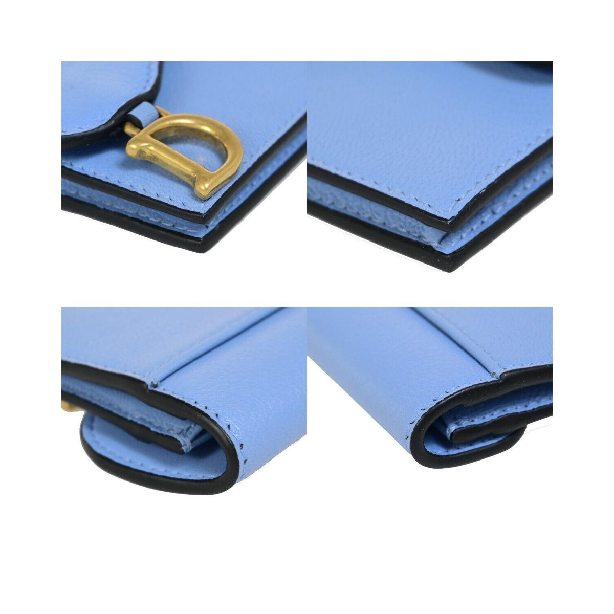 Porte-Cartes Christian Dior Dior Saddle Cuir - Bleu