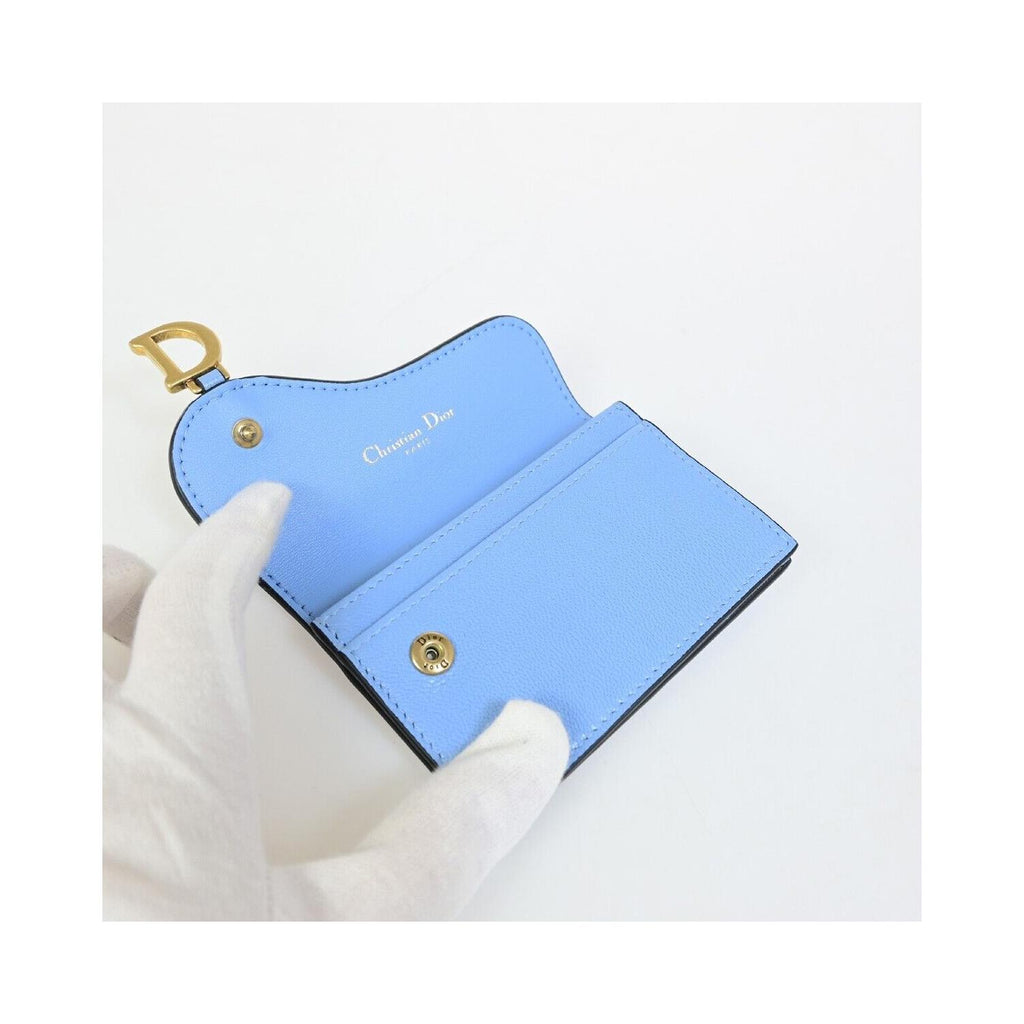 Porte-Cartes Christian Dior Dior Saddle Cuir - Bleu