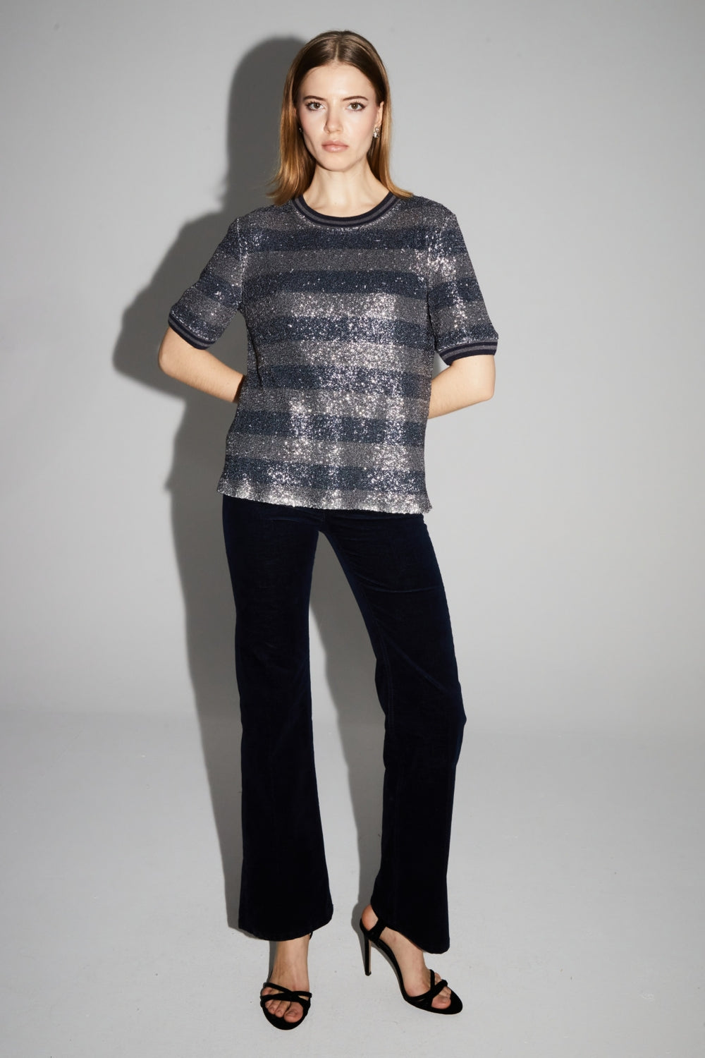 Blouse Poppy Rayures Navy Fabriquée En Italie