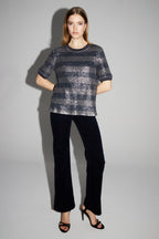 Blouse Poppy Rayures Navy Fabriquée En Italie