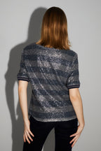Blouse Poppy Rayures Navy Fabriquée En Italie