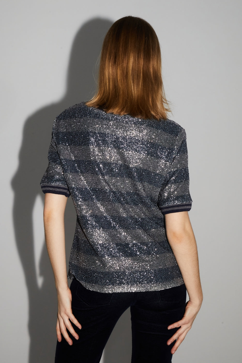 Blouse Poppy Rayures Navy Fabriquée En Italie