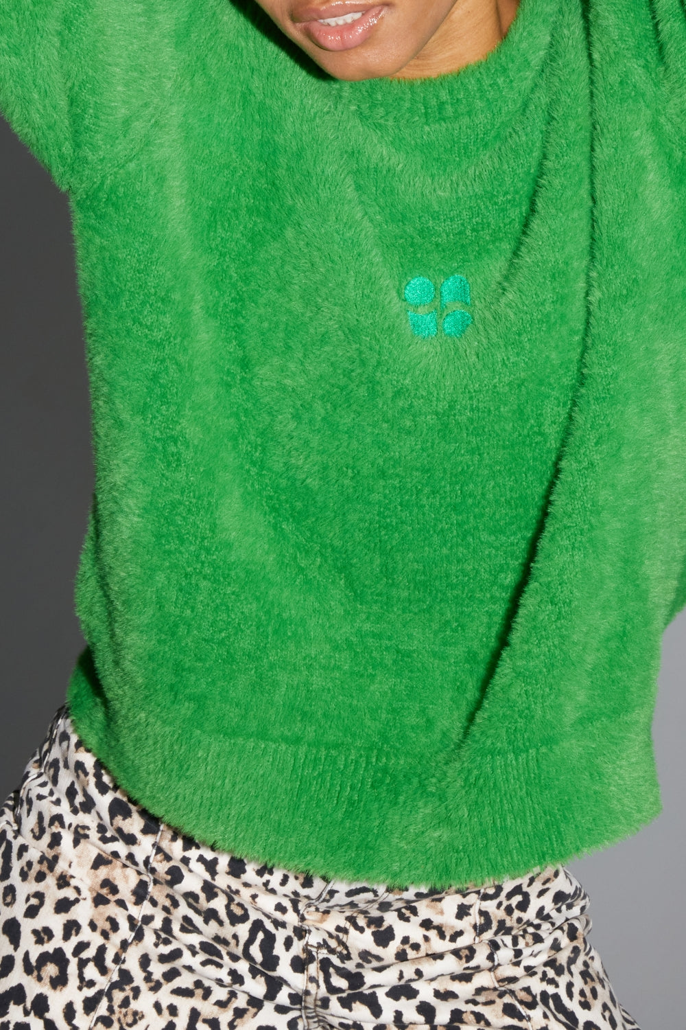 Maille Lina Fluffy Green Fabriquée Au Portugal