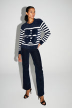 Maille Lina Fluffy Navy Fabriquée Au Portugal
