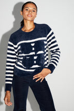 Maille Lina Fluffy Navy Fabriquée Au Portugal