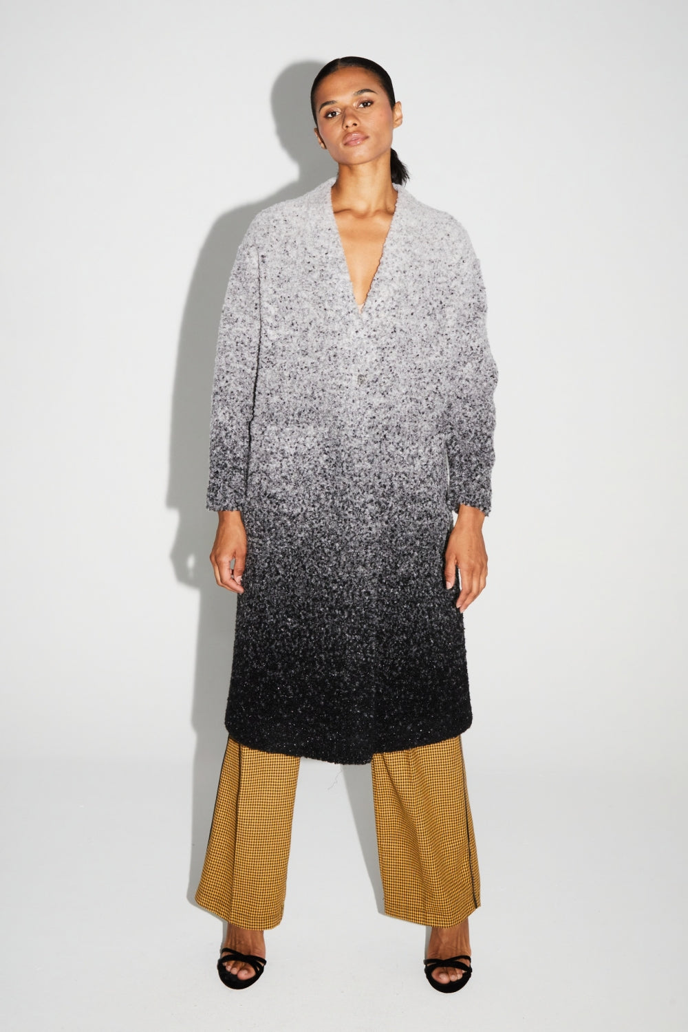 Veste Doriane Bouclettes Dégradé Gris Noir Fabriquée En Italie
